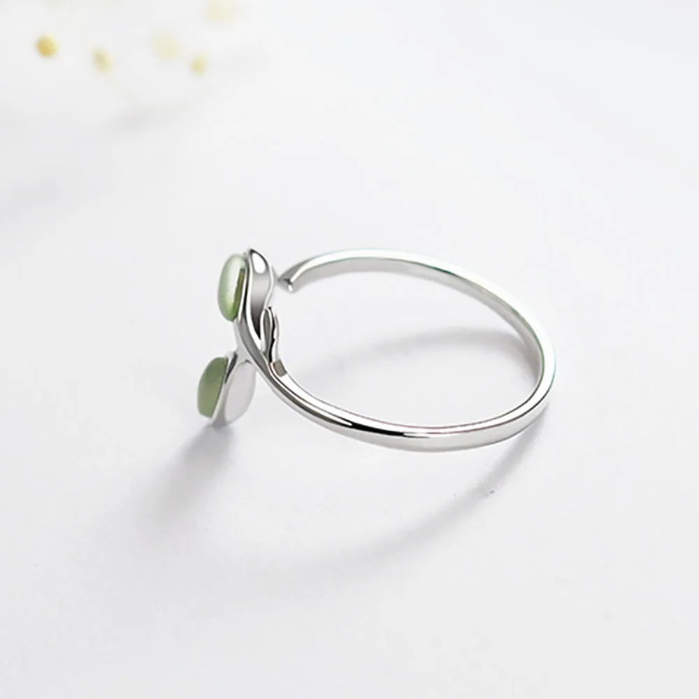 925 Silver Foliage Adjustable Ring for Women & Girls