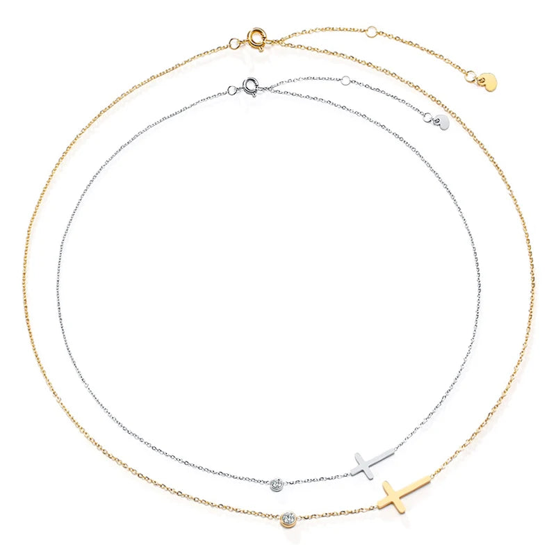 Sideways Cross Necklace – Minimal Chic Gold Stainless Steel