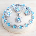 Zirconia Bridal Jewelry Set 925 Silver Earrings Ring Necklace