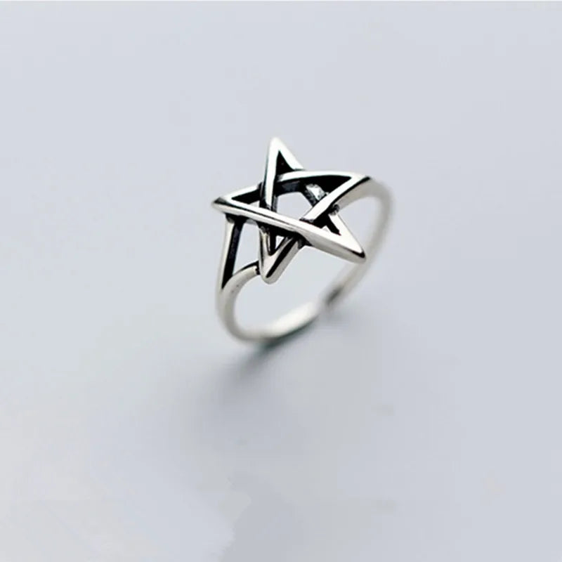 925 Silver Retro Star Ring for Women – Wedding Jewelry