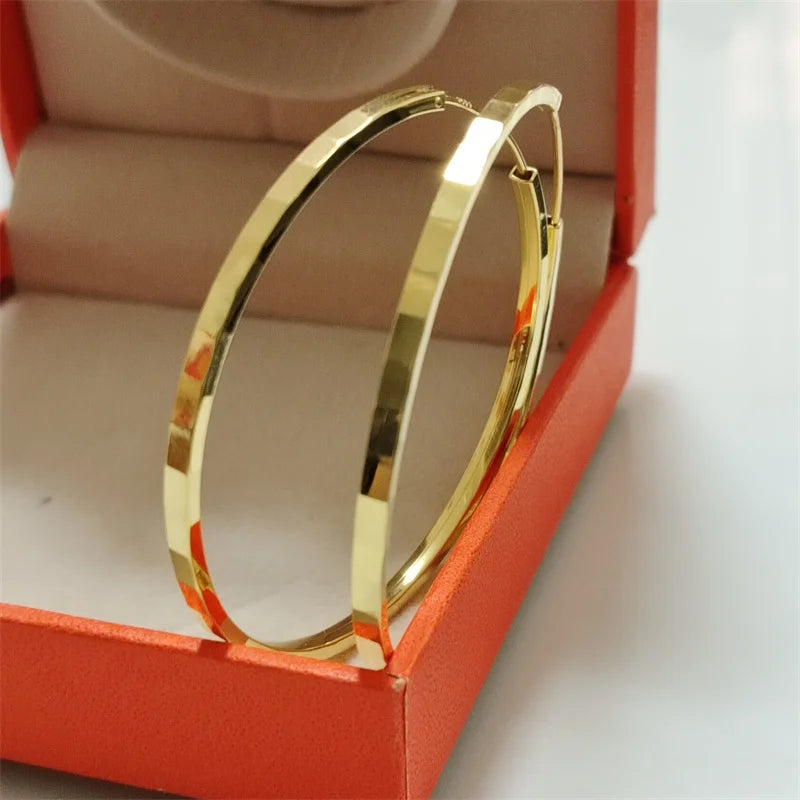 18K Gold Plated 925 Silver Hoop Earrings for Women, 3-6CM