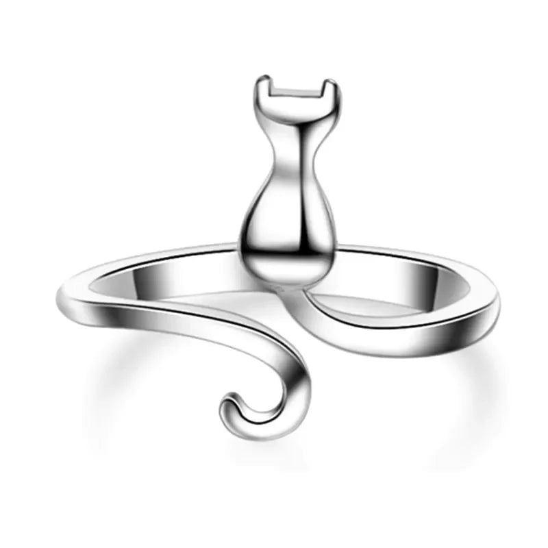 925 Silver Cat Ring Women’s Luxury Designer Jewelry