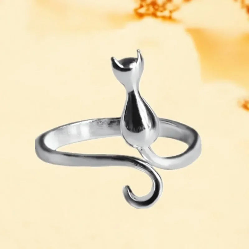 925 Silver Cat Ring Women’s Luxury Designer Jewelry