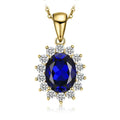 Princess Diana Inspired Blue Sapphire Ruby Emerald 925 Silver Pendant