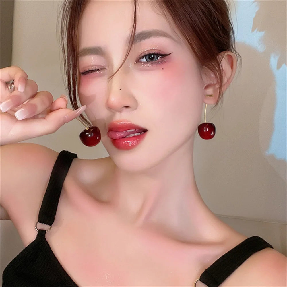 Cute Cherry Acrylic Earrings for Women