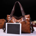 Vintage Soft Leather Tote Bag Women Shoulder Crossbody Handbag