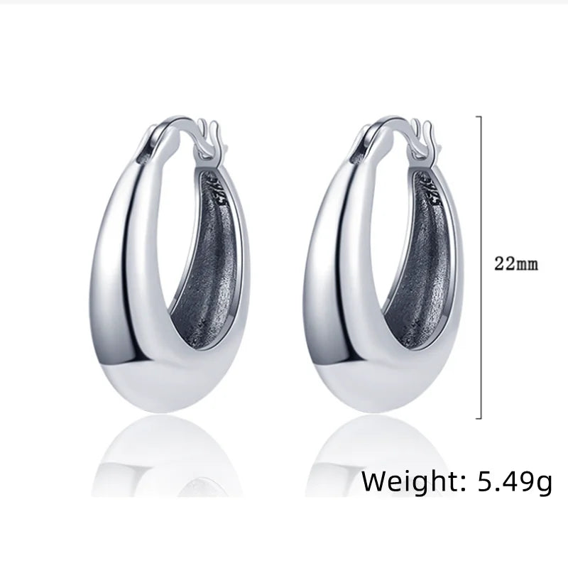 925 Silver U Hoop Earrings Women Wedding Party Jewelry
