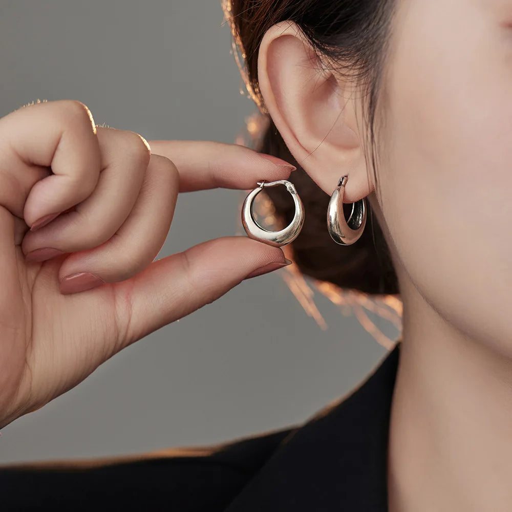 925 Silver U Hoop Earrings Women Wedding Party Jewelry