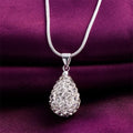 925 Silver Water Drop Zircon Necklace 18–24