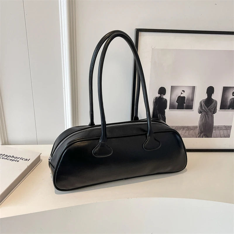 Vintage PU Zipper Shoulder Bags for Women
