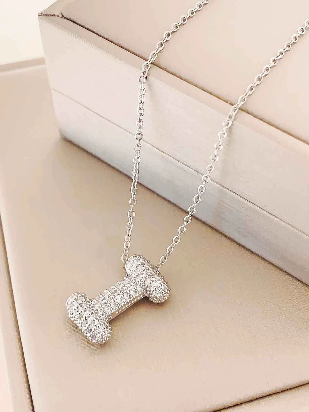 Bubble Initial Necklace – Sparkly A-Z Pavé Letter Pendant