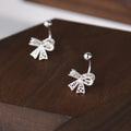 925 Silver Lace Heart Bow Stud Earrings for Women Jewelry