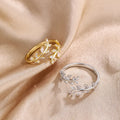 925 Silver Gold Adjustable Zircon Ring – Wedding Jewelry