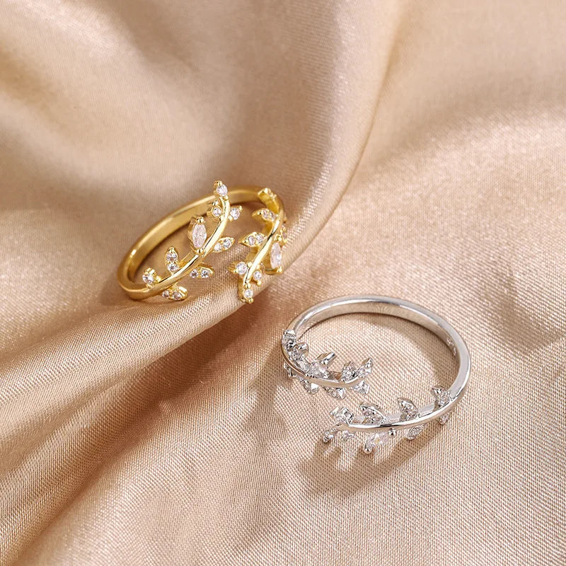 925 Silver Gold Adjustable Zircon Ring – Wedding Jewelry