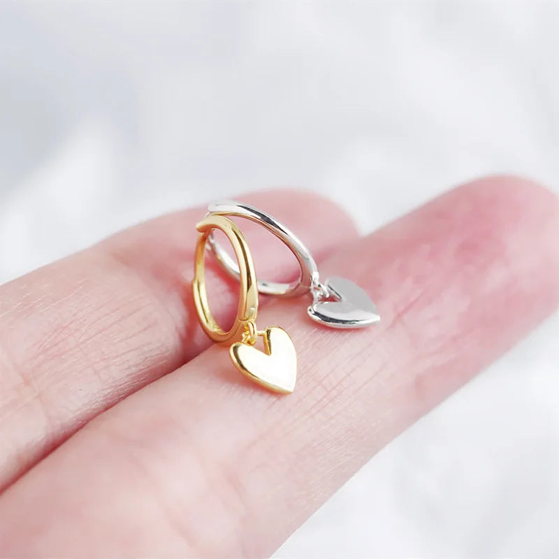 925 Silver Heart Tassel Earrings Gold Plated for Women