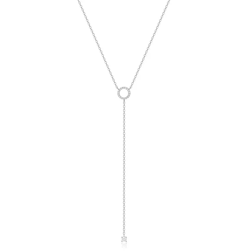 925 Silver Double Circle Zircon Choker Necklace