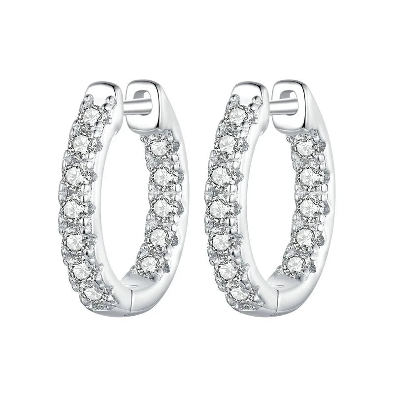 Moissanite Hoop Earrings 925 Silver D Color Hypoallergenic