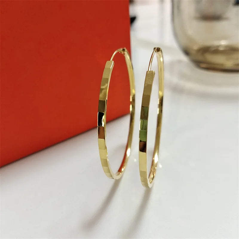 18K Gold Plated 925 Silver Hoop Earrings for Women, 3-6CM