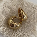 925 Silver Zircon Drop Hoop Earrings, Retro Minimalist