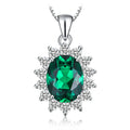 Princess Diana Inspired Blue Sapphire Ruby Emerald 925 Silver Pendant