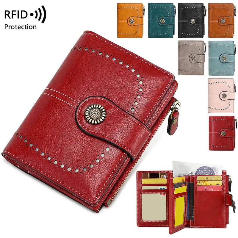 RFID Anti-Theft Wallet for Women, Multi-Card Zipper, Coin Wallet