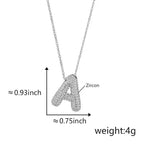 Bubble Initial Necklace – Sparkly A-Z Pavé Letter Pendant