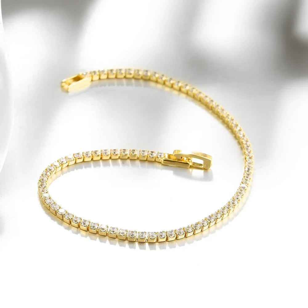 925 Silver Tennis Bracelet 18CM 2mm Zirconia Gift Bangle