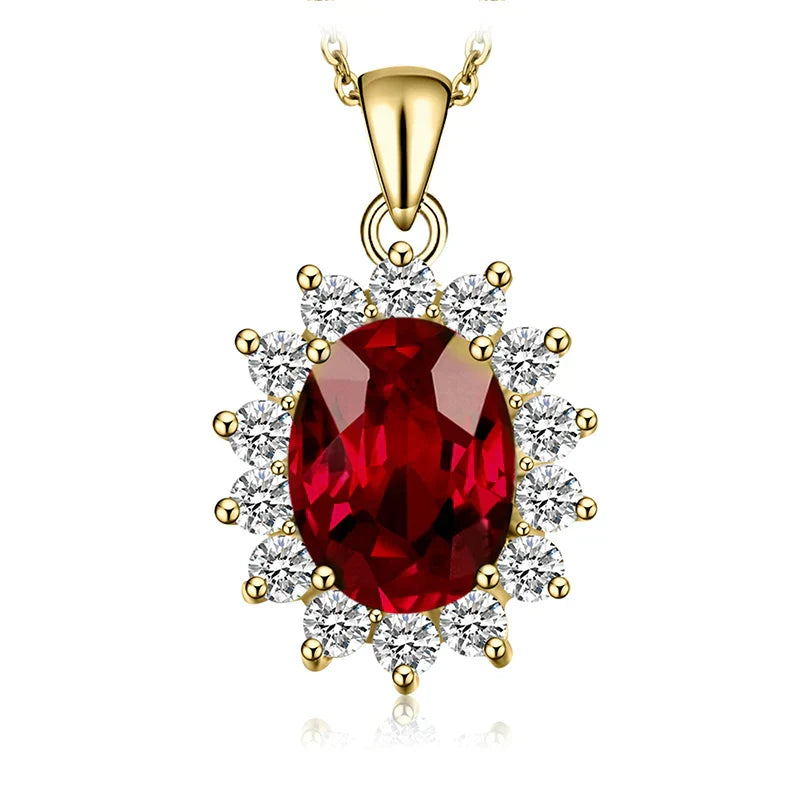 Princess Diana Inspired Blue Sapphire Ruby Emerald 925 Silver Pendant