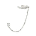 925 Sterling Silver CZ Ear Cuff Chain Tassel Stud Earrings