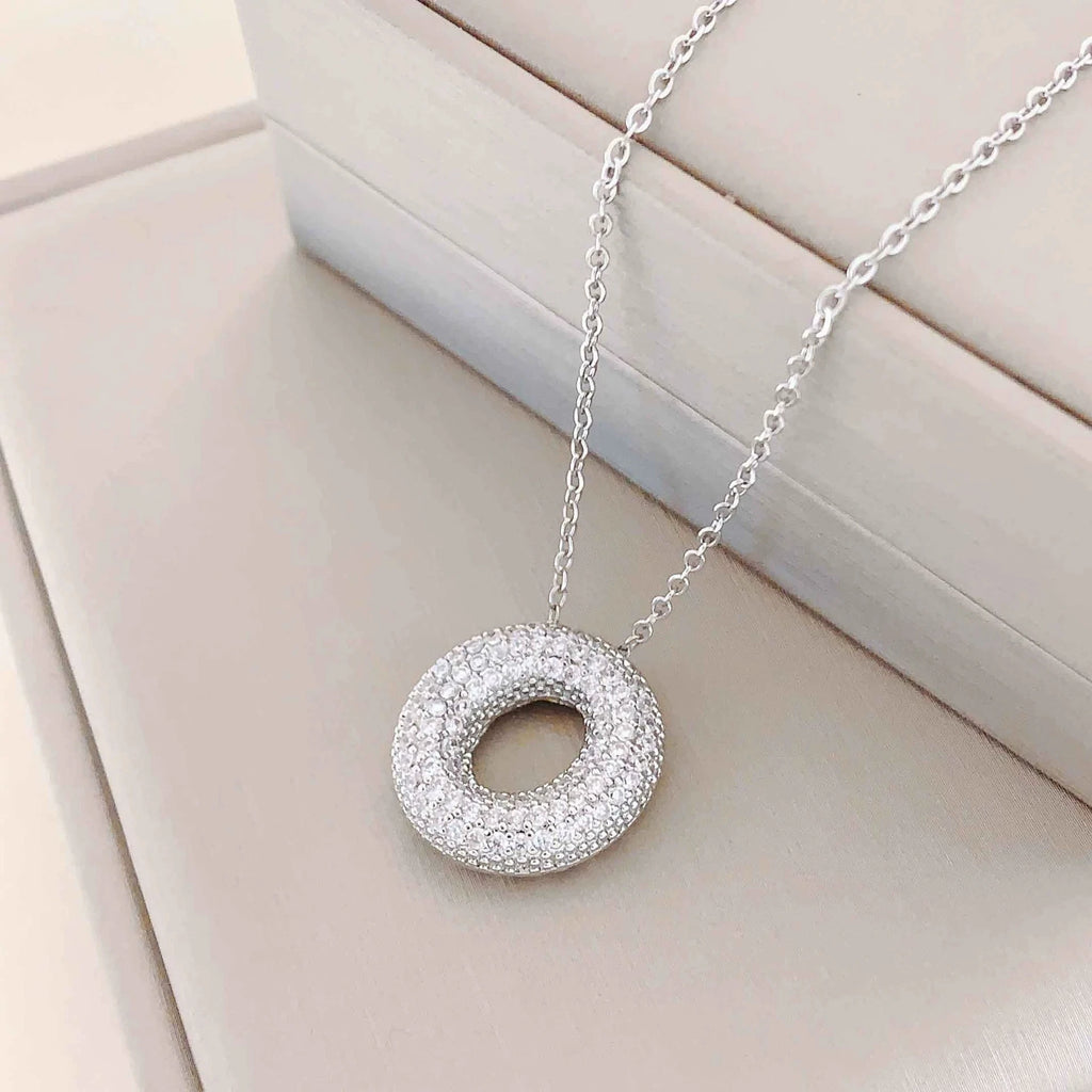 Bubble Initial Necklace – Sparkly A-Z Pavé Letter Pendant
