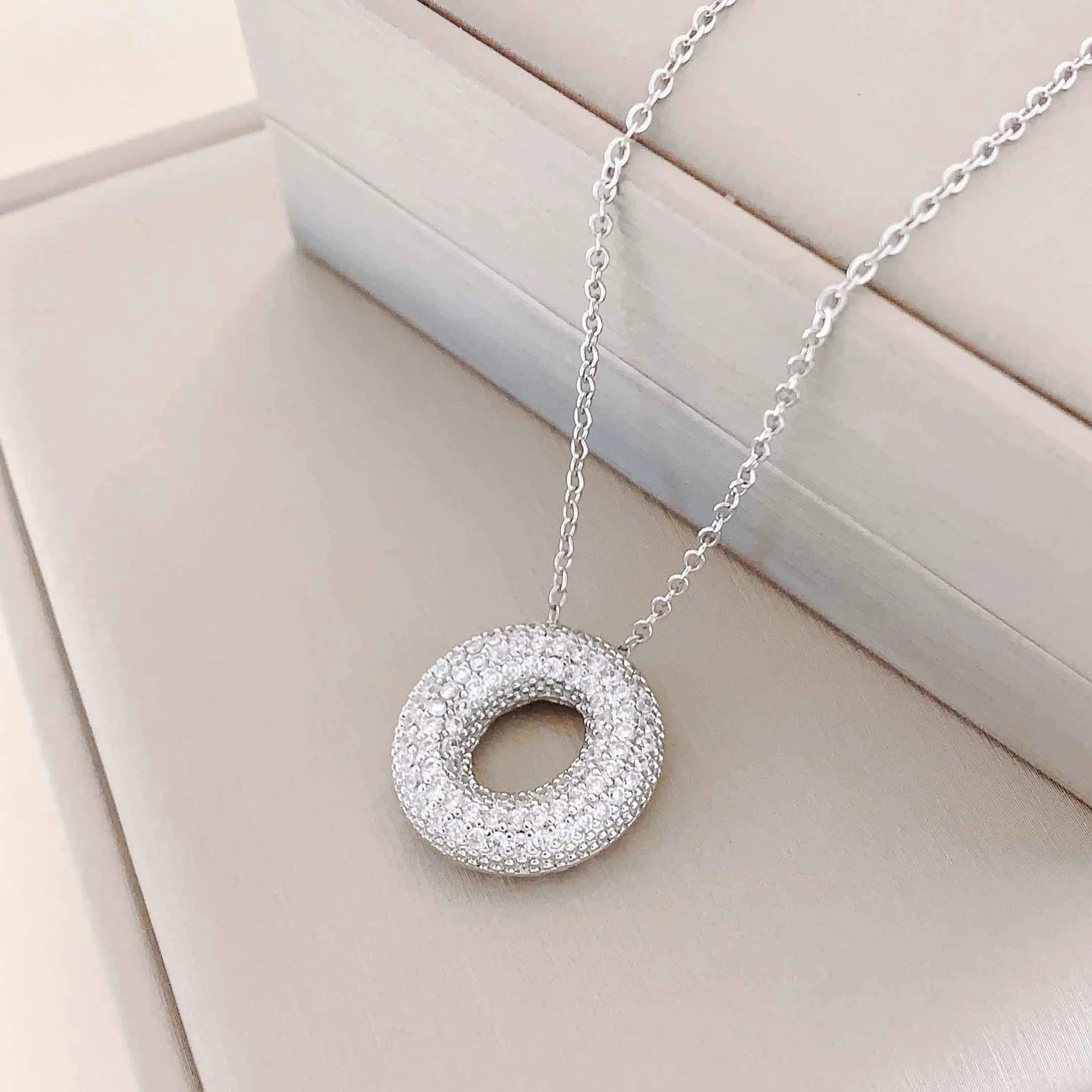 Bubble Initial Necklace – Sparkly A-Z Pavé Letter Pendant