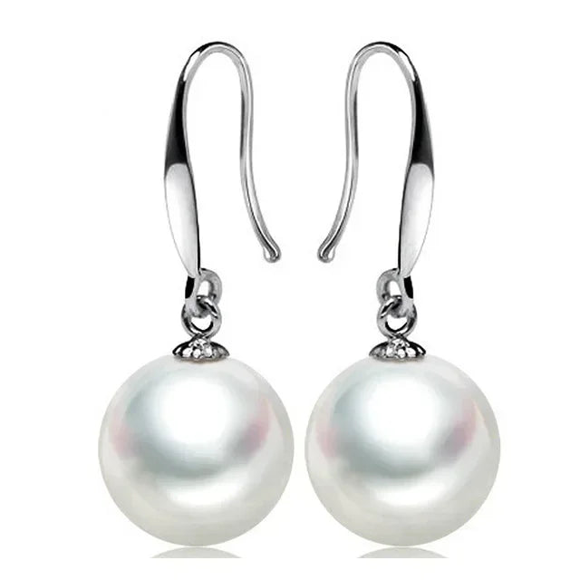 925 Silver Custom 10mm Pearl Drop Earrings for Women Girls
