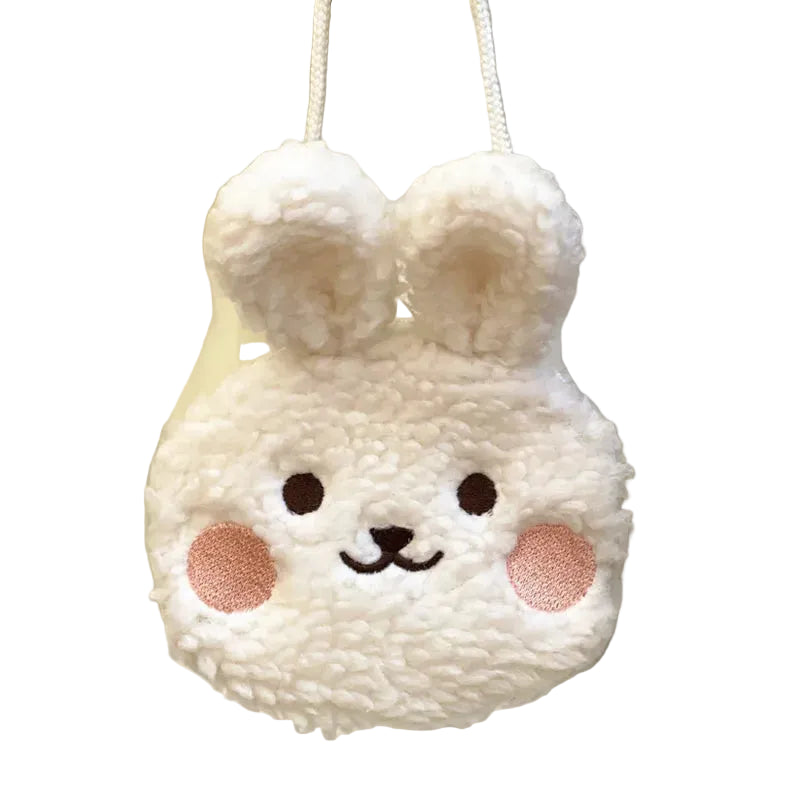 Cute Kids Messenger Bag – Plush Cartoon Bear & Bunny Velvet