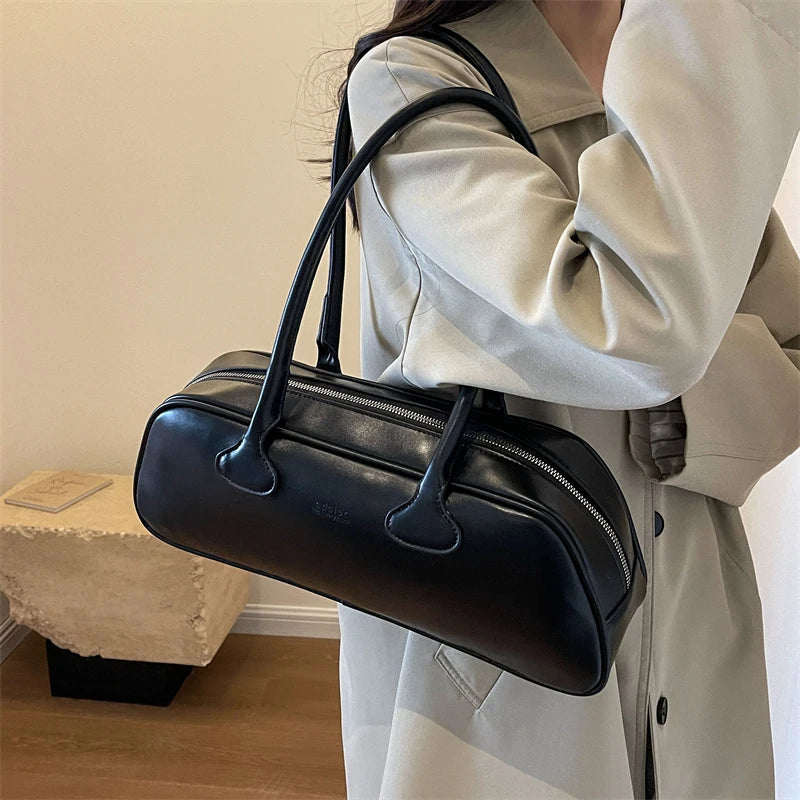 Vintage PU Zipper Shoulder Bags for Women
