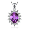 Princess Diana Inspired Blue Sapphire Ruby Emerald 925 Silver Pendant
