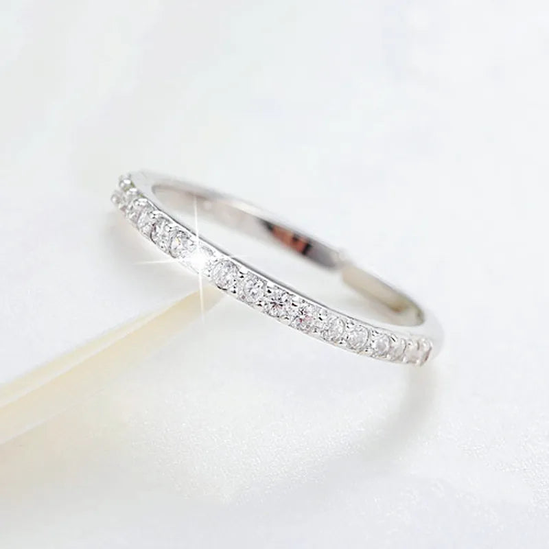 925 Silver Single Row Zircon Ring for Women Luxury Jewelry