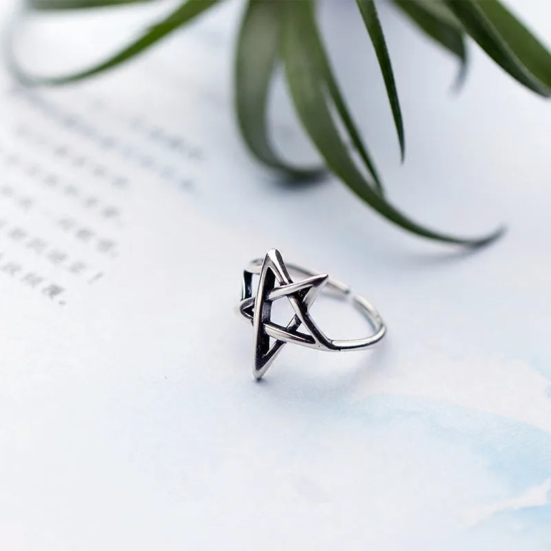 925 Silver Retro Star Ring for Women – Wedding Jewelry