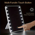 LED Makeup Mirror – 16 Lights, Touch Dimmer, USB/Battery, Stand