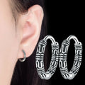 Vintage 925 Silver Hoop Earrings for Women – Pattern Design