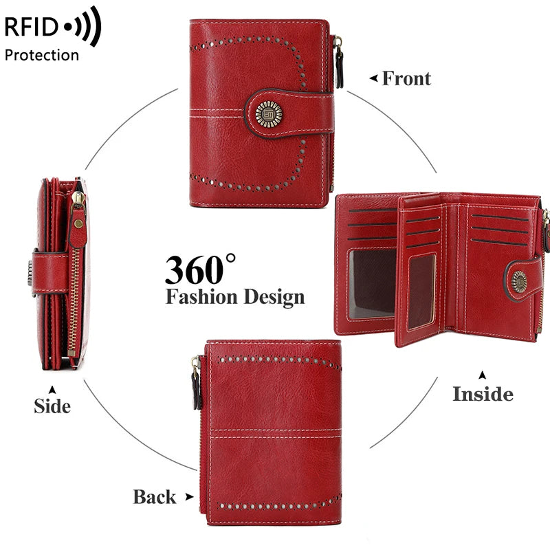 RFID Anti-Theft Wallet for Women, Multi-Card Zipper, Coin Wallet
