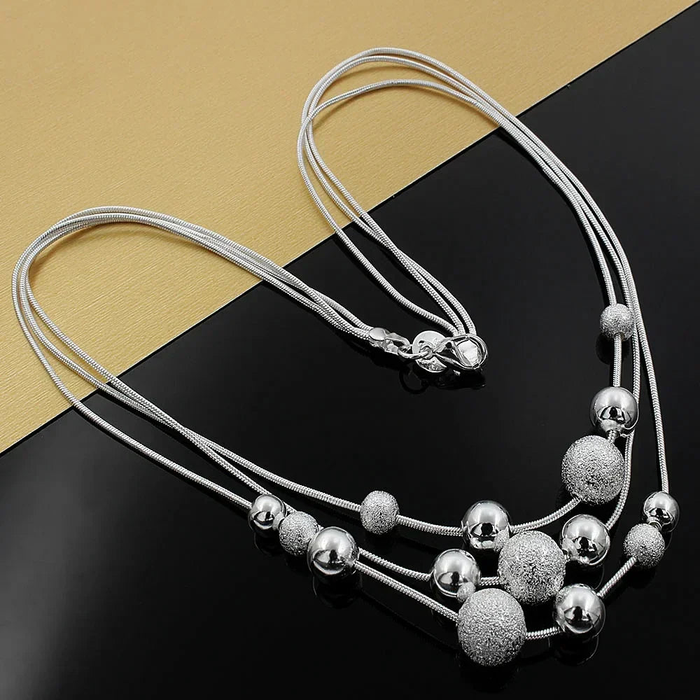 925 Silver Charm Bead Necklace – Fine Jewelry for Women Gift