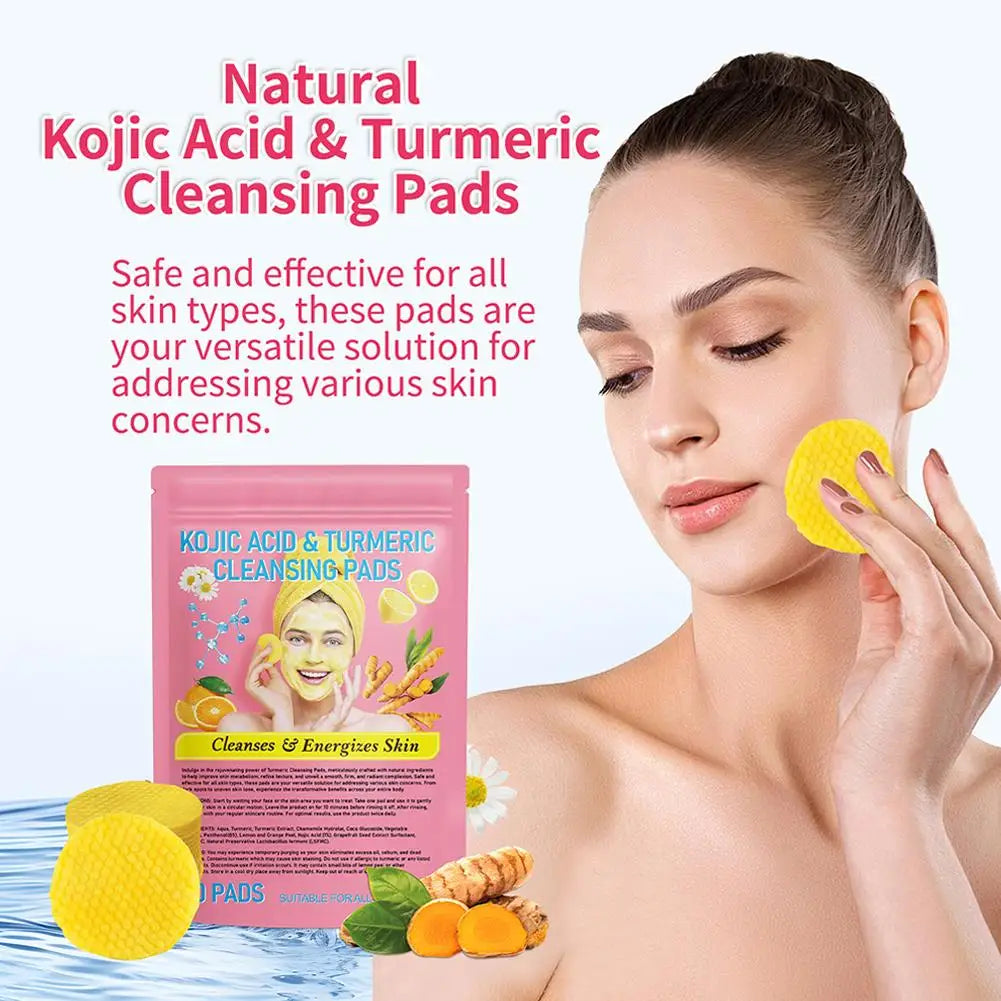 40Pcs Turmeric Kojic Acid Exfoliating Pads – Gentle Skincare