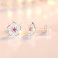 925 Sterling Silver Crystal Flower Stud Earrings for Women