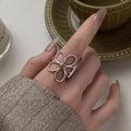 925 Silver Flower Ring for Women Couple Minimalist Gift