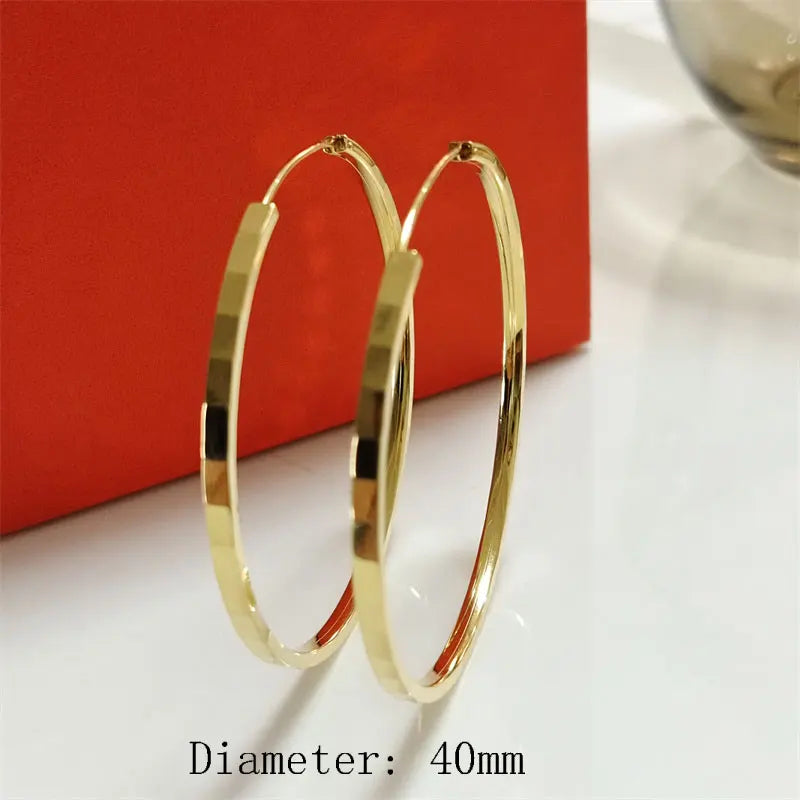 18K Gold Plated 925 Silver Hoop Earrings for Women, 3-6CM