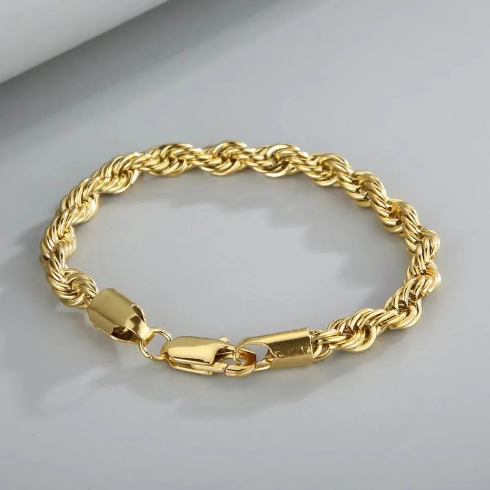 18K Gold 925 Sterling Silver 4mm Chain Bracelet for Men/Women