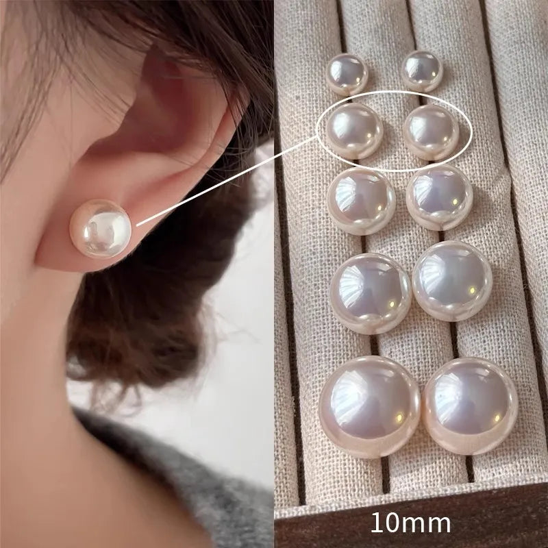 Pearl Stud Earrings – Classic Shine + S925 Silver Posts