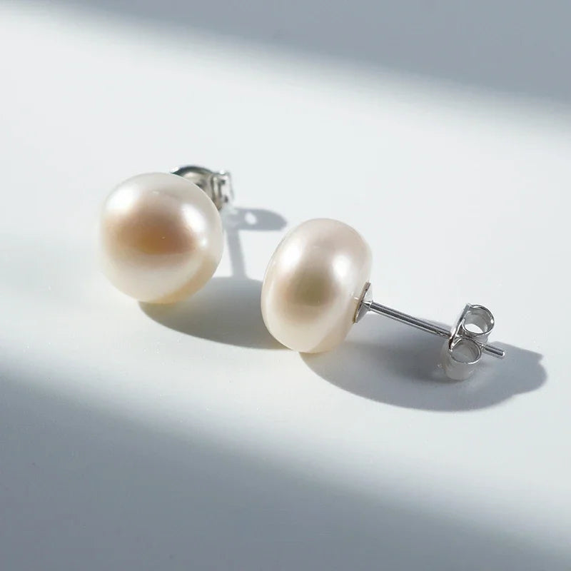 925 Sterling Silver Freshwater Pearl Stud Earrings for Women