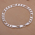 925 Sterling Silver Figaro Bracelet 6-8mm Chain Jewelry 20cm