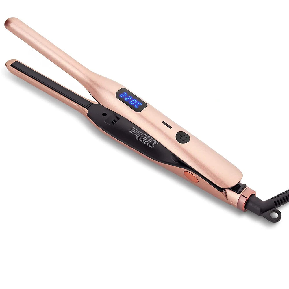2-in-1 Portable Narrow Flat Iron for Short Hair: Hair Straightener & Curler